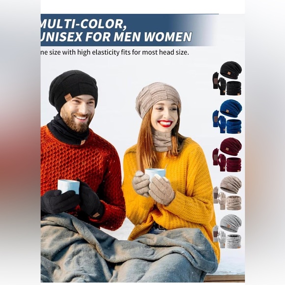 2024 Mens Hat Scarf and Gloves Set Winter, 3 in 1 Warm Set - Picture 6 of 8